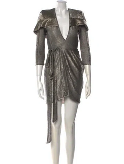 Pre-owned Zhivago V-neck Mini Dress In Gold/metallic