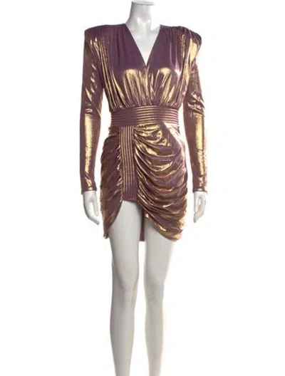 Pre-owned Zhivago V-neck Mini Dress W/ Tags In Metallic/purple