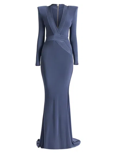 Zhivago Women's Battle Lines The Heiress V-neck Gown In Blue