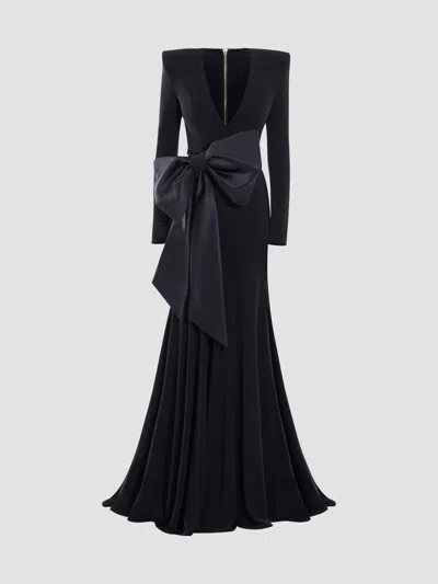 Zhivago Women's Portrait Of A Siren Bow Jersey Gown In Black