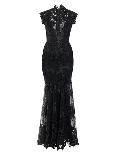 Zhivago Women's Stolen Dreams Lace Floral-appliqué Mermaid Gown In Black
