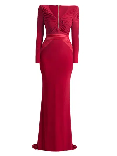 Zhivago Women's The Bloom Gathered Jersey Gown In Red
