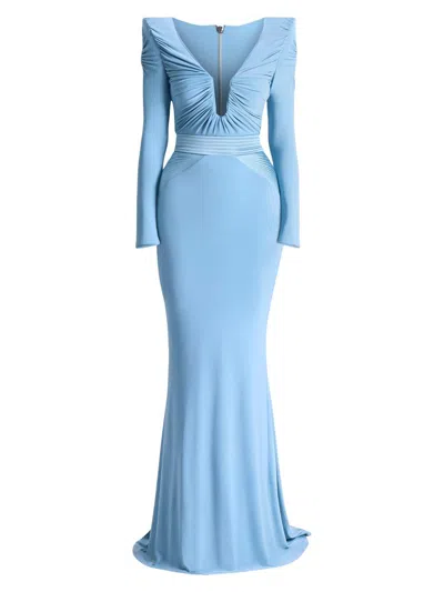 Zhivago Women's The Bloom Gathered Jersey Gown In Blue