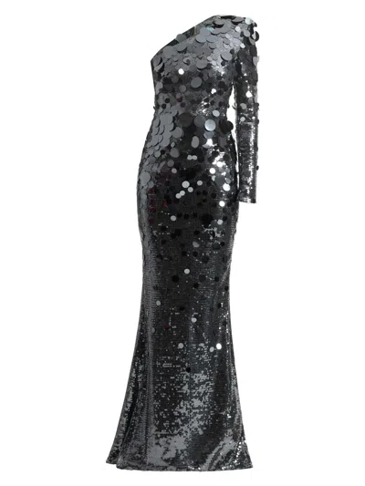 Zhivago Women's The Shimmer Is A Prism Sequined One-shoulder Gown In Gray