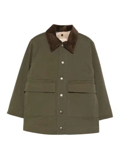Zhoe & Tobiah Kids' Coat With Velvet Collar In Green