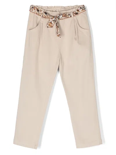 Zhoe & Tobiah Kids' Animal-print Belt Trousers In Neutrals