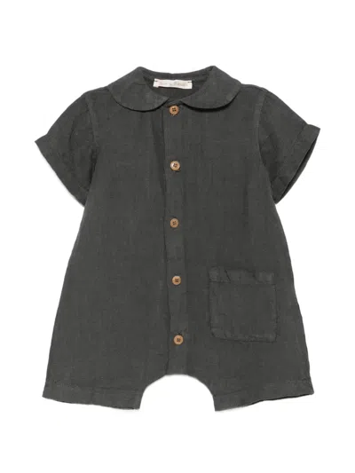 Zhoe & Tobiah Babies' Buttoned Patch-pocket Romper In Gray