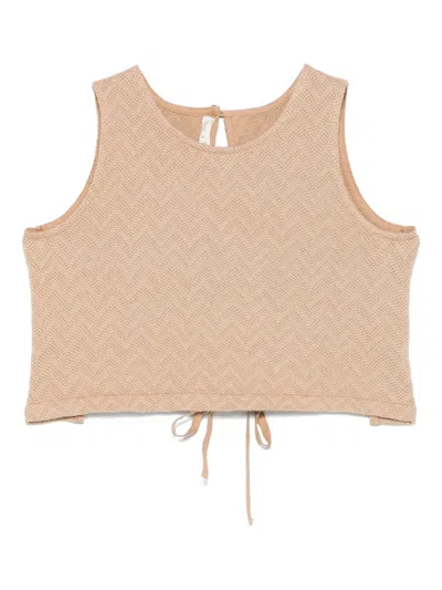 Zhoe & Tobiah Chevron-pointelle Tank Top In Brown