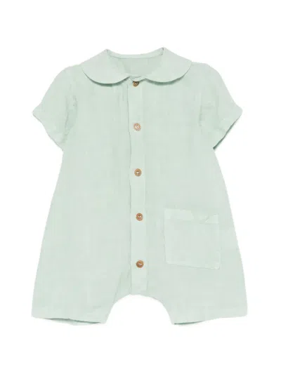 Zhoe & Tobiah Babies' Collar Pocket Romper In Green