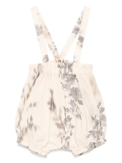 Zhoe & Tobiah Babies' Floral-print Dungaree In Neutral