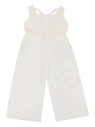 Zhoe & Tobiah Kids' Lace-insert Jumpsuit In White