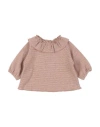 Zhoe & Tobiah Babies'  Newborn Girl Sweater Beige Size 3 Cotton, Acrylic, Polyamide, Polyester, Elastane