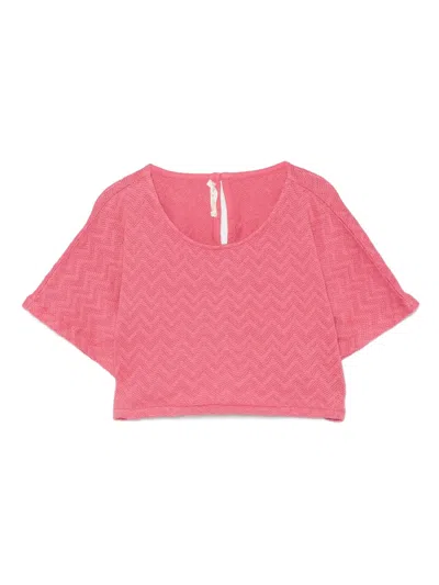 Zhoe & Tobiah Kids' Pointelle Top In Pink