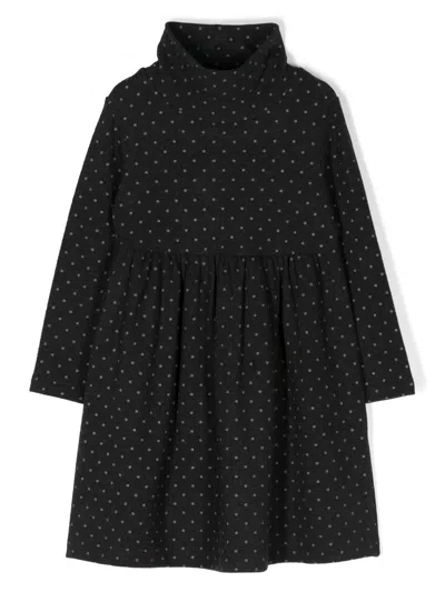 Zhoe & Tobiah Kids' Polka-dot High-neck Dress In Grey