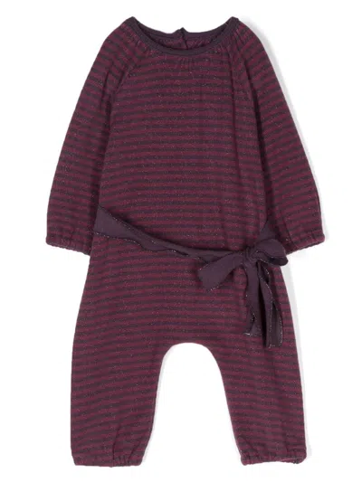Zhoe & Tobiah Babies' Stripe-pattern Cotton One-piece In Pink