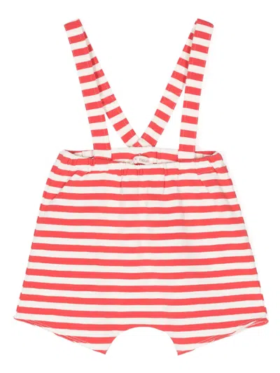 Zhoe & Tobiah Babies' Striped Dungaree Shorties In Red