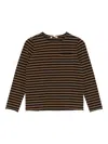 Zhoe & Tobiah Striped Pocket T-shirt In Brown