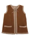 Zhoe & Tobiah Tie-neck Fleece Gilet In Brown