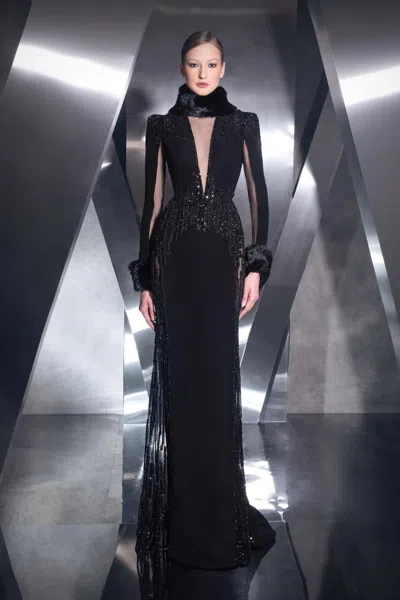 Ziad Nakad Embellished Cutout Gown