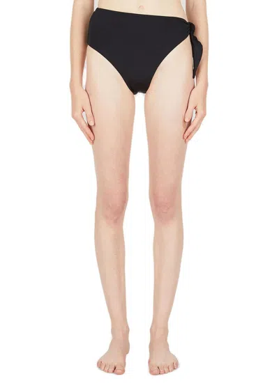 Ziah Asymmetric Tie Stretch Bikini Bottoms In Black