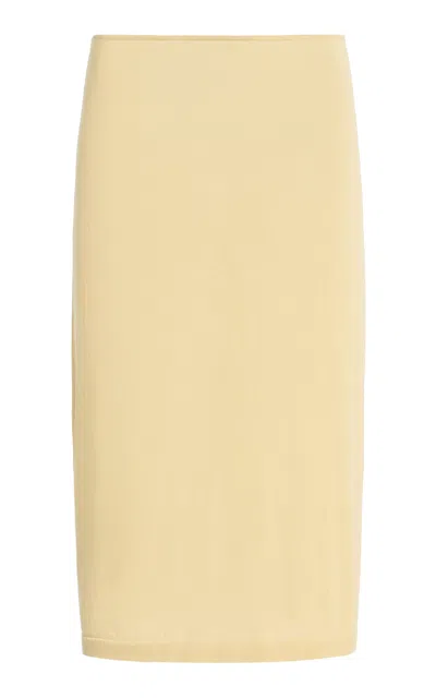 Ziah Cotton-blend Sheer Knit Midi Skirt In Neutral