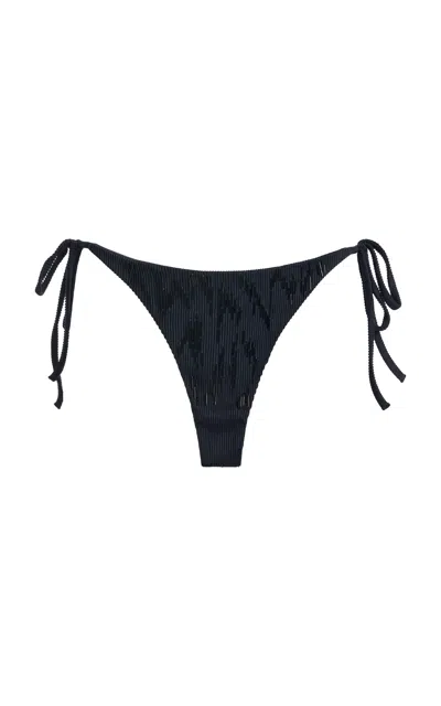 Ziah Embroidered Bikini Bottoms In Gray