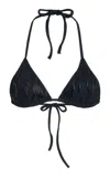 Ziah Embroidered Triangle Bikini Top In Black