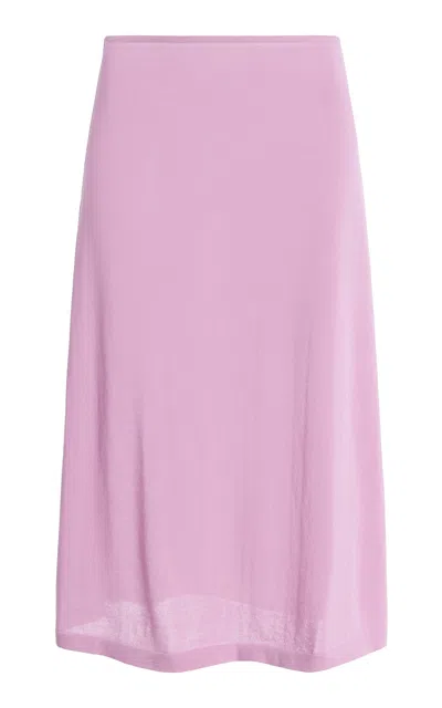 Ziah Exclusive Sheer Knit Cotton-blend Midi Skirt In Purple