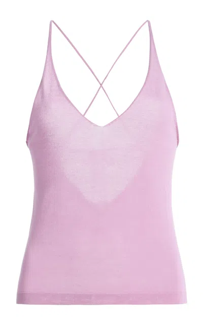 Ziah Exclusive Sheer Knit Cotton-blend Top In Pink