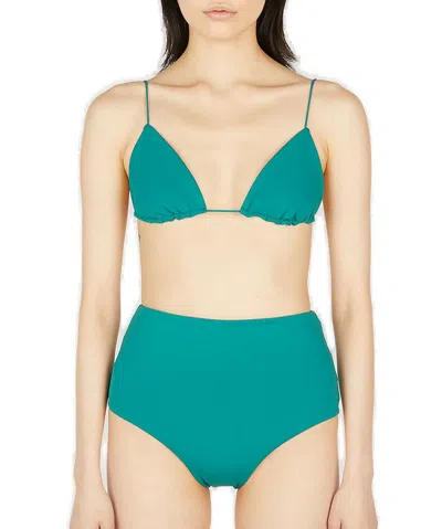 Ziah Fine Strap Triangle Bikini Top In Green