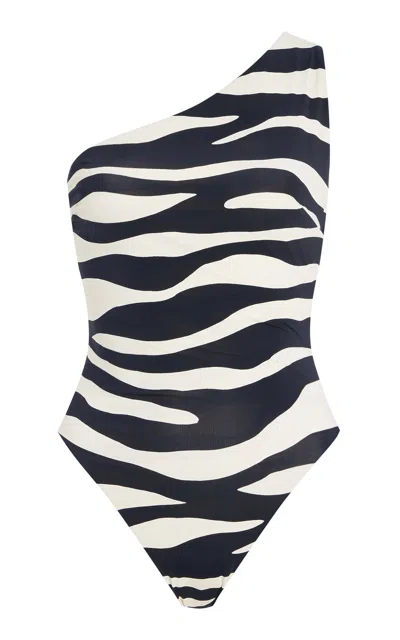 Ziah Leme Asymmetric One-piece Swimsuit In Black,white