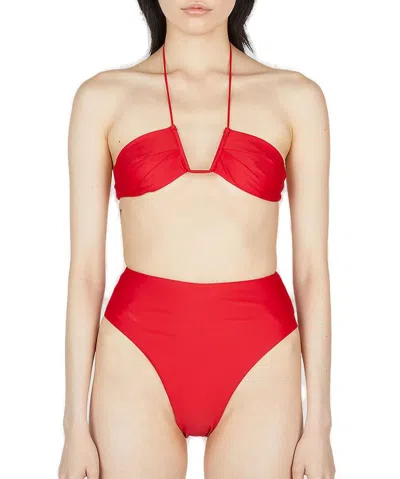 Ziah Neal Halter Bikini Top In Red