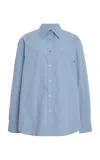 Ziah Oversized Cotton Shirt In Blue