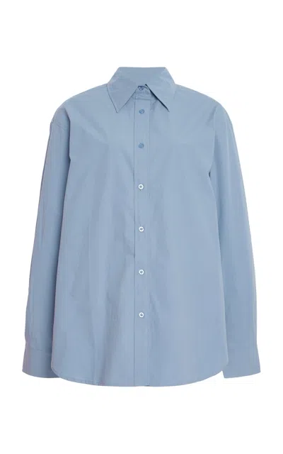 Ziah Oversized Cotton Shirt In Blue