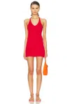 Ziah Sheer Knit Dress In Red
