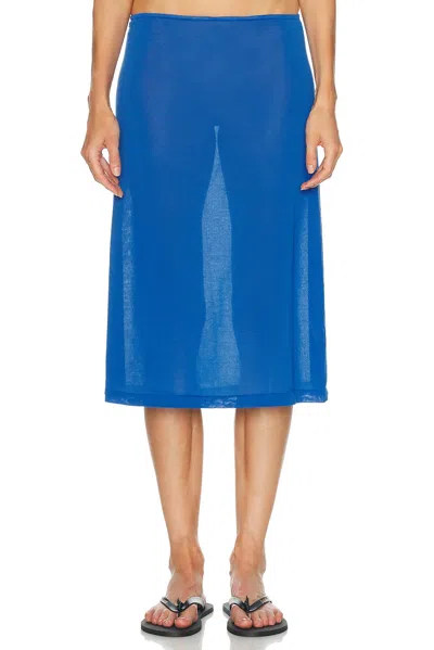 Ziah Sheer Knit Skirt In Blue