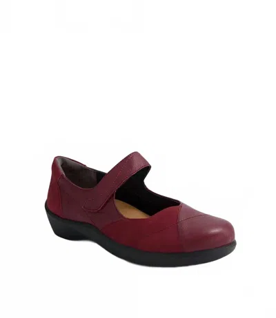 Ziera Women's Ariel Mary Janes - Extra Wide In Dark Red Leather In Multi
