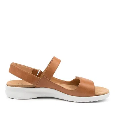 Ziera Women's Benji Wide Sandal In Tan/ White Sole Leather In Brown