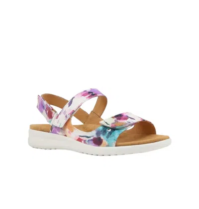 Ziera Women's Benji Wide Sandals In Pansy Floral Print/ White Sole In Multi
