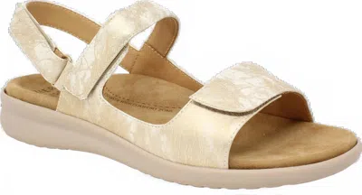 Ziera Women's Benji Wide Sandals In Smedge Metal-almond Sole Leather In Neutral
