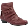 Ziera Women's Camryn Boots - Extra Wide In Dark Red Leather In Animal Print