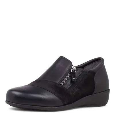Ziera Women's Sage Xf Shoes In Black-black Leather-nubuck