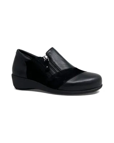 Ziera Women's Sage-xf Slip-on Shoes In Black-black Leather-nubuck