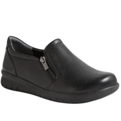 Ziera Women's Senan Casual Flat Shoe In Black Tumble Leather