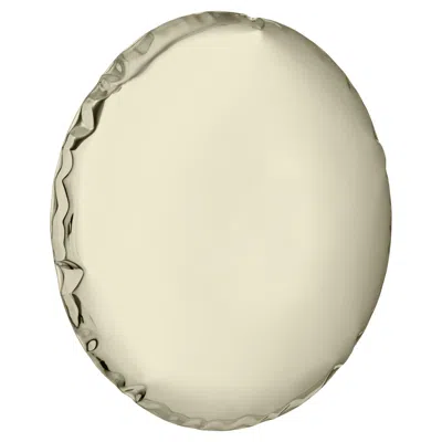 Pre-owned Zieta Oko 95 Polished Stainless Steel Light Gold Color Wall Mirror By