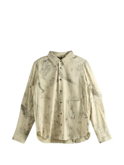 Ziggy Chen Abstract-print Cotton Shirt In Neutral