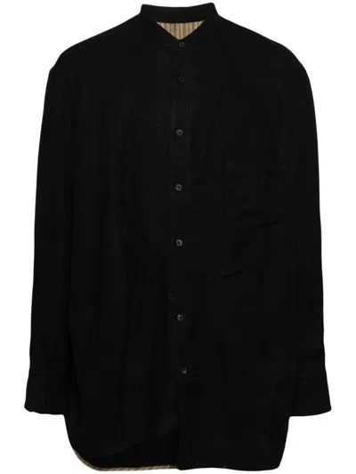 Ziggy Chen Asymmetric Pleated Shirt In Black