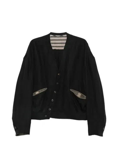 Ziggy Chen Asymmetric-fastening Panelled Jacket In Black