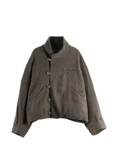 Ziggy Chen Asymmetric-front Shawl-collar Jacket In Gray