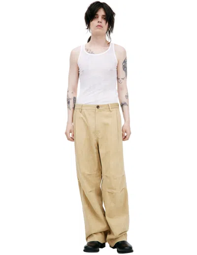 Ziggy Chen Beige Cotton Trousers In Neutral